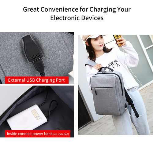 A Mochila De Viaje For Portátil Con Puerto De Carga Usb,