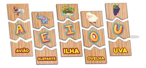 Brinquedo Aprendendo Vogais +3 Anos 18 Peças Paper Toy