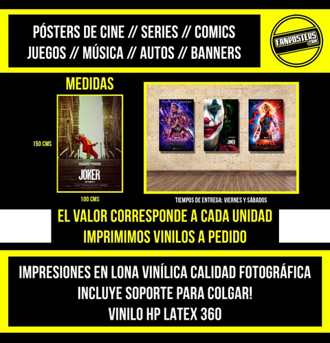 Posters Joker Guason Cine Peliculas Afiches Lona 150x100 Cm Mercado Libre