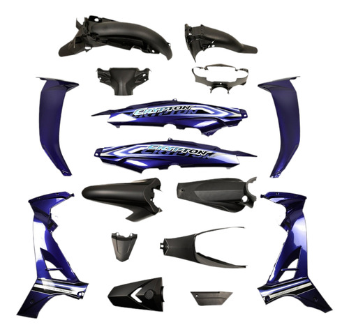Kit De Plasticos Completo Para Yamaha Crypton T110 Azul Mtc
