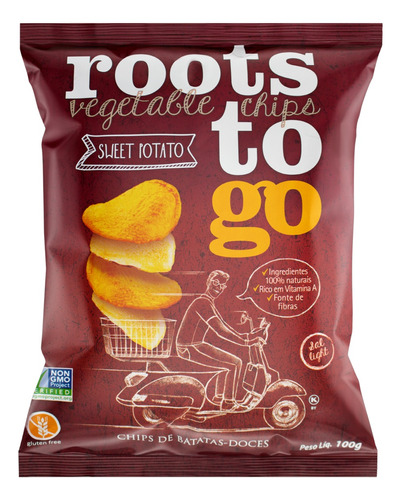 Chips de Batata-Doce Roots To Go batata doce sem glúten 100 g