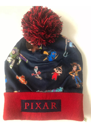 Gorro Lana Con Pompom Infantil Pixar 