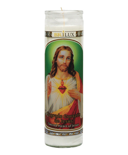 Veladora Sagrado Corazon De Jesus Religiosa Parafina Blanca