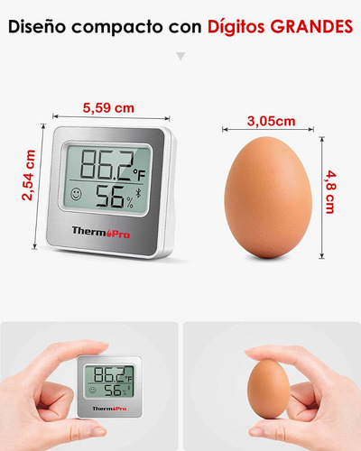 Imagen 2 de 9 de Termómetro Higrómetro Digital Bluetooth Thermopro Tp357 Indo