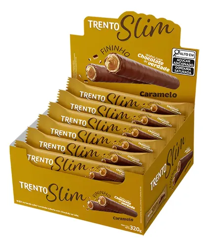 Chocolate Trento Slim Peccin de Caramelo, Canudo de 20 g com 16