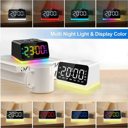Reloj Despertador Digital Con Radio Fm Y Luz Nocturna De 8 C