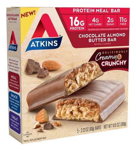 Atkins Chocolate Almond Butter Bar, 5-pack