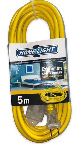 Extension Electrica Home Light Vulzanizado 5 Metros Amarillo