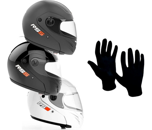 Casco Hawk Rs5 Rebatible + Guantes Primera Piel Sti C