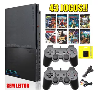 Game Top Playstation 2 Ps2 Slim Completo+ 02controles+ 43 J0gs!