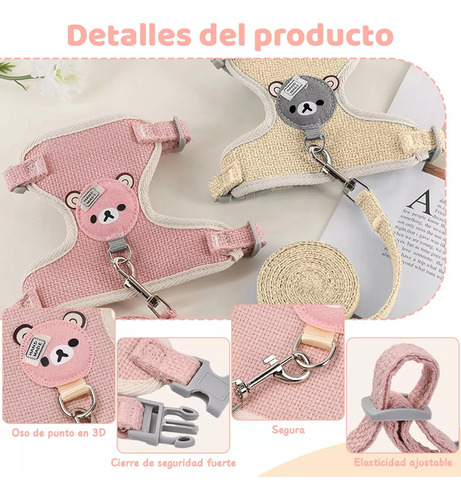 Set 2 Pechera Arnés Muy Cómodo Con Correa Para Perro O Gato