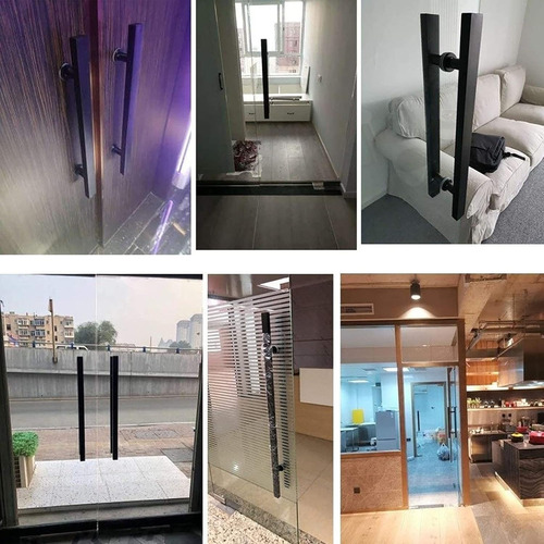 Manillon Doble Acero Inoxid 80cm Para Puerta Madera Cristal