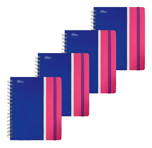 Cuaderno Printaform Forma Francesa Sport 100h Pd 4 Pzs Color Azul-rosa - 2 raya y 2 cuadro grande