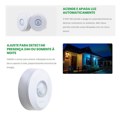 Imagem 2 de 5 de Espi 360 Sensor De Presença Para Iluminação Intelbras