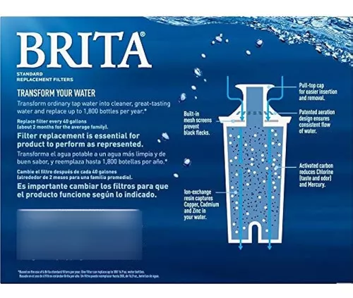 Brita Paquete de 3 filtros de jarra estándar para filtro de repuesto para  jarra