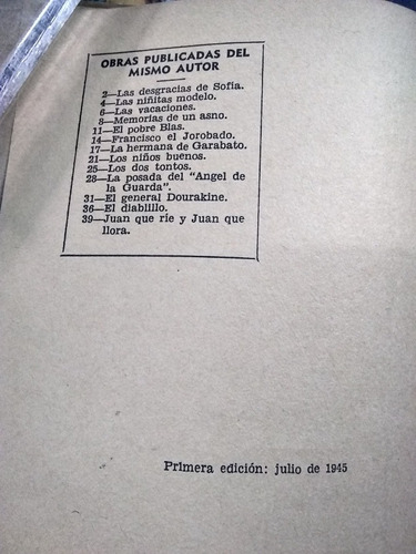 Juan Que Ríe Y Juan Que Llora. De Segur (1945/144 Pág.). (Usado)