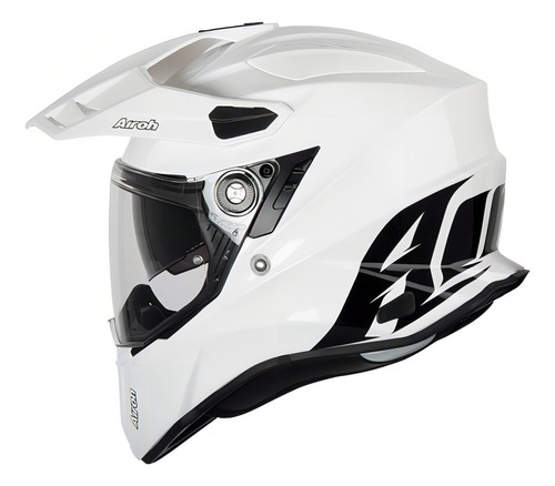 Casco Airoh Commander Color White Gloss (on-off) Moto Color Blanco Gloss Tamaño Del Casco L