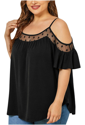 Q Mujeres Tops Blusa Tallas Grandes Verano Asimétrico Encaje