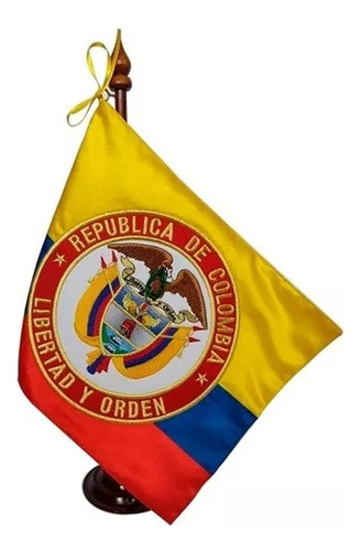 Banderín Con Base Para Escritorio Colombia Con Escudo 40 Cm.