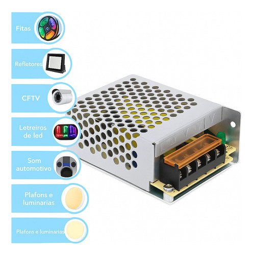 Fonte Chaveada 12v 5a Bivolt 60w Estabilizada Câmera Led
