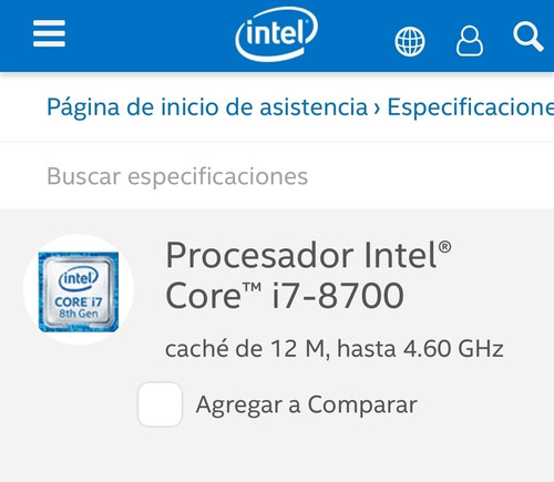 Procesador Intel Core I7 8700 3.2 Ghz Socket 1151 Oem