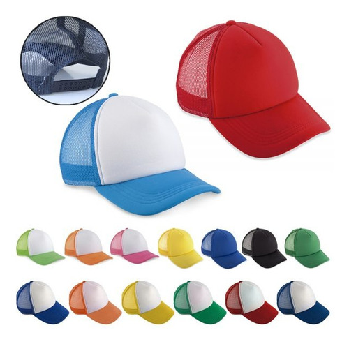 Gorra De Malla Publicitaria Unicolor Bordado Vinilo Textil