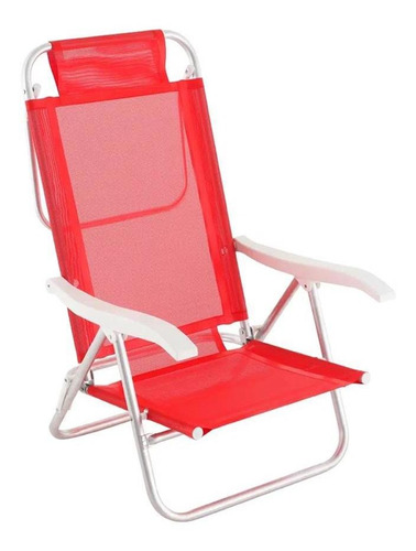 Cadeira Reclinável Sunny Alumínio 6 Posições Vermelha Belfix