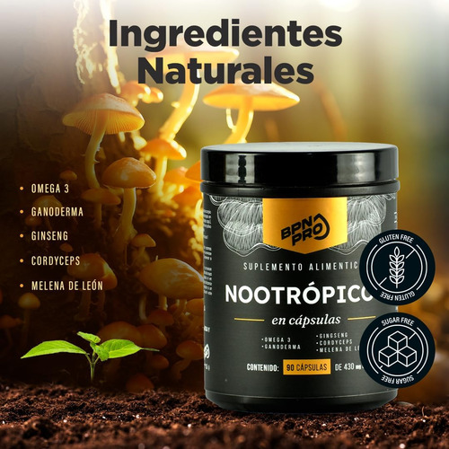 Nootrópicos Con Melena De León Omega Ganoderma Y Cordyceps