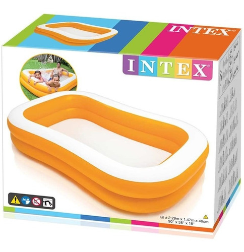 Alberca Piscina Inflable Familiar Rectangular Intex 600l Naranja/blanco
