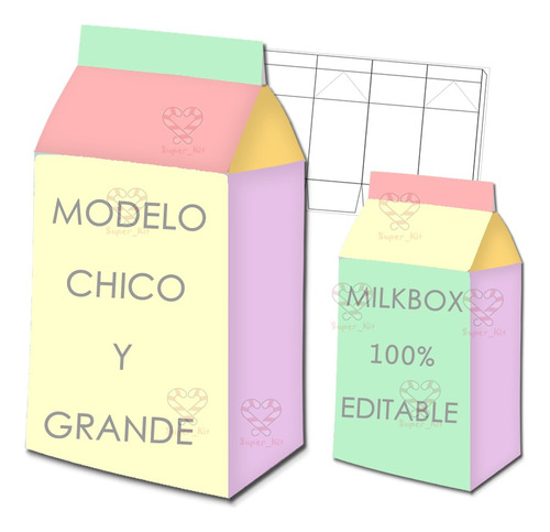 Kit Imprimible Molde Cajita Milk Milkbox + Promo 2x1