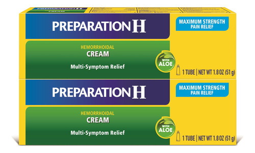 Preparation H Max Strength Cream 1.8 Ounce Tube, 2 Count
