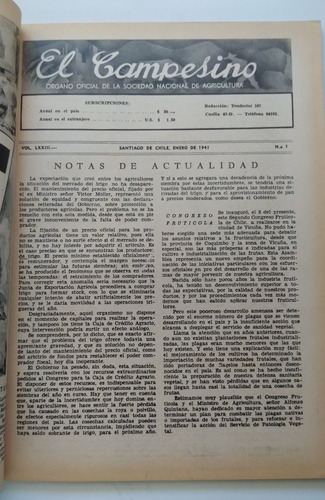 Revista El Campesino Vol Lxxiii N° 1 Enero 1941. J (Usado)