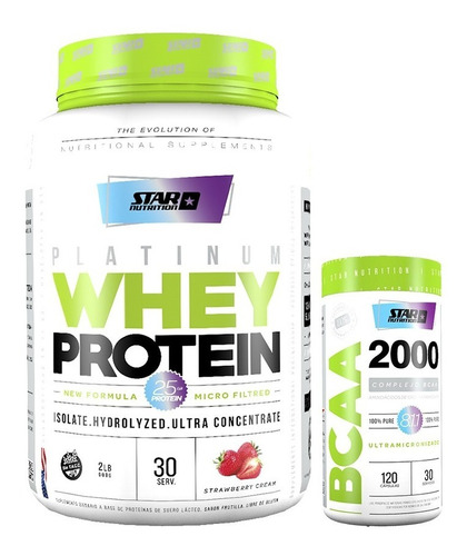 Premium Whey Protein 2 Lb + Bcaa 2000 Star Nutrition