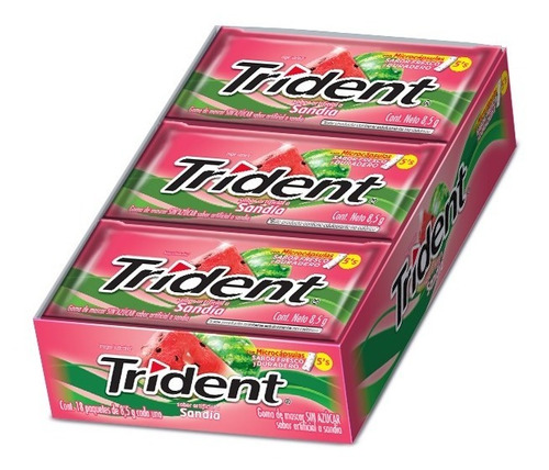 Chicle Trident®  Sin Azúcar Pack Sabor Sandía 18 Unidades