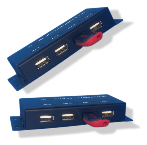 Hub Usb 2.0 Metal 4 Puertos + Usb Led