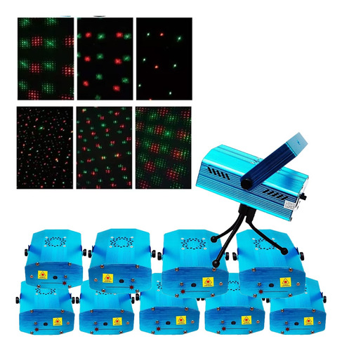 10pz Proyector Laser Luz Led Audioritmico Color Figuras + Tr