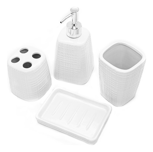 Set De Baño X4  Ceramica Cuadros Deco Moda