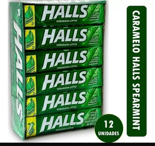 Caramelo  Halls Yerbabuena Lyptus Caja De 12 Unidades