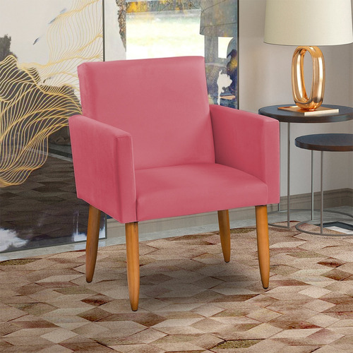 Cadeira Escritório Poltrona Decorativa Recepção Consultório Cor Rose Desenho do tecido SUEDE LISO