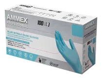 Comprar Guantes descartables antideslizantes Ammex color azul talle G de nitrilo x 100 unidades