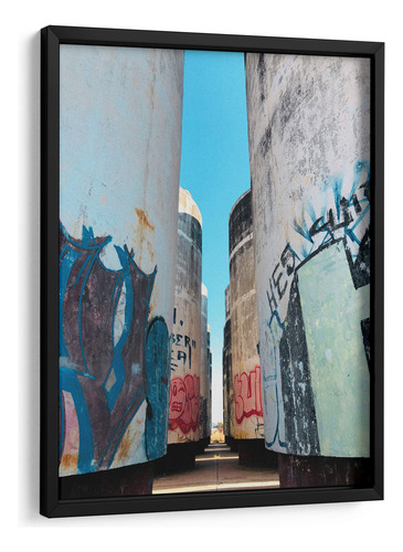 Cuadro Enmarcado Negro Concreto - Boysribs 30x40, Boysribs