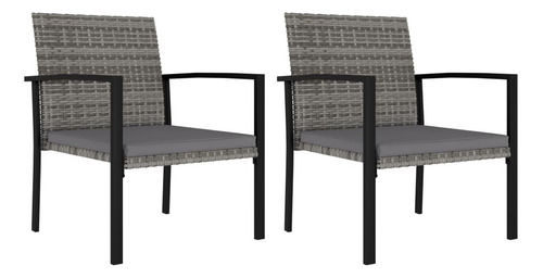 Sillas De Comedor De Jardín 2 Piezas Poly Rattan Grey Mod1 Color Gris