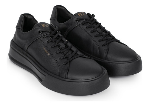 Zapatilla Cuero Hombre Zapato Liso Cordon Elastico Briganti