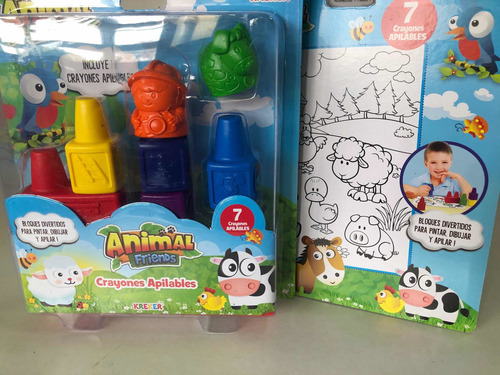 Imagen 7 de 7 de Crayones Apilables Animales De La Granja Kreker