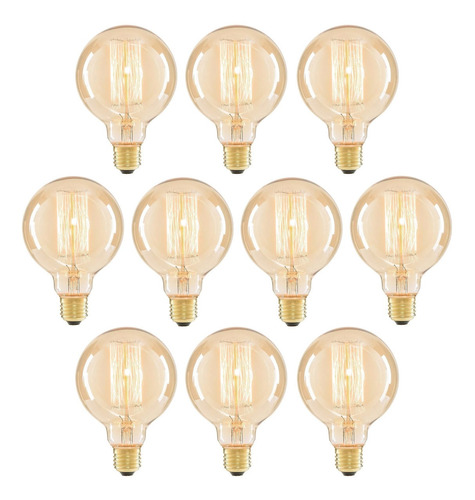 10 Foco Edison Vintage Globo Incandescente 40w G95 Dimeable