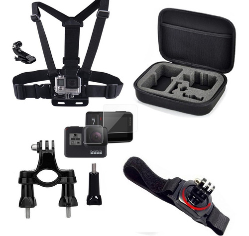 Kit Gopro Hero 9 8 7 6 5 Maleta Case Película Peito