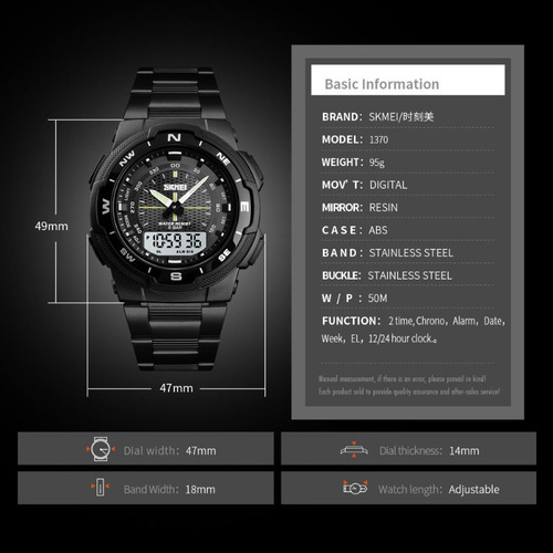 Reloj Cronógrafo Luminoso De Moda Skmei 1370