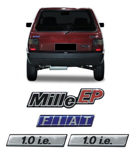 Kit De Emblemas Uno Mille Ep 1.0 I.e Adesivo Resinado - Fiat