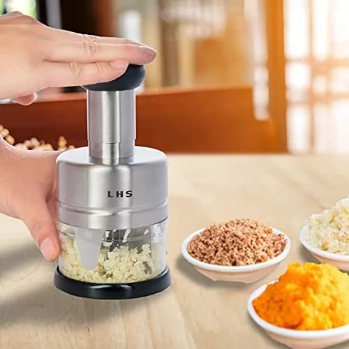 Manual Food Chopper, Hand Chopper Dicer, Easy Manual Slap Press for Fruits,  Vegetables, Onion, Guacamole, Salsa Maker stainless Steel 