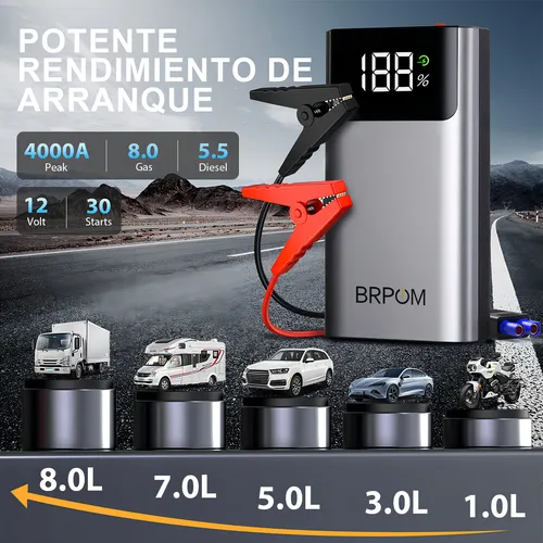 comprar Arrancador De Batería De Auto Con Pantalla Para 8 Cilindros BRPOM ML413 12V Arrancador Portátil de Batería de Coche Brpom para Automóvil motocicleta camioneta cortacésped todoterreno SUV autobús